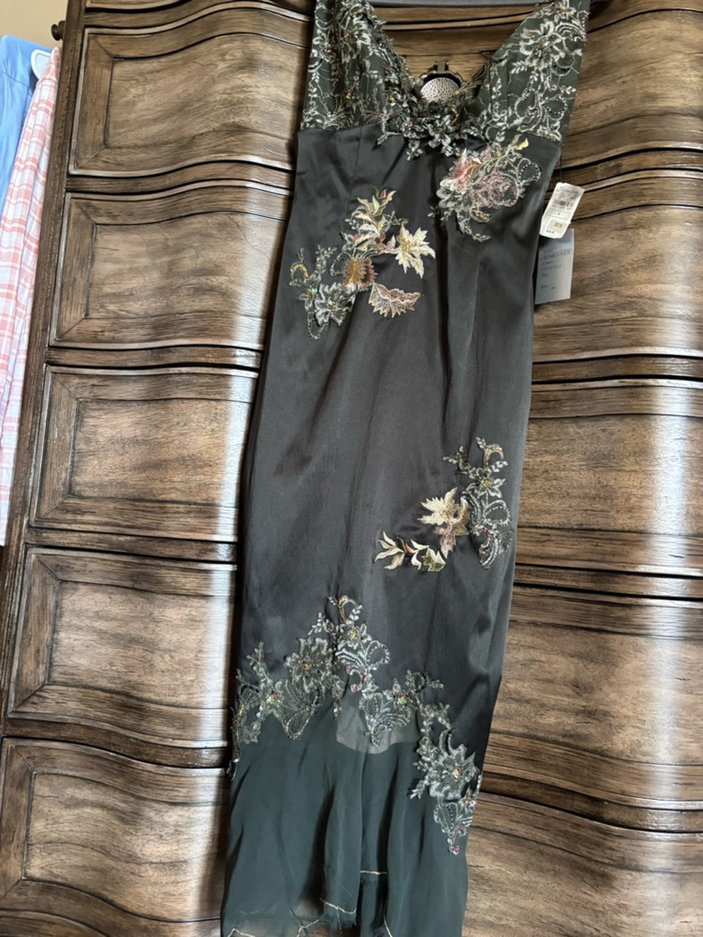 Mandalay Embroidered V-Neck Floral Slip Dress - Olive Green - Picture 11 of 15